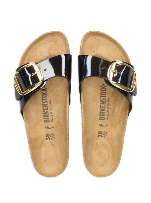 Ciabatte Birkenstock Madrid Big Buckle nere verniciate con maxi fibbia dorata BIRKENSTOCK | MADRID BIG1027785